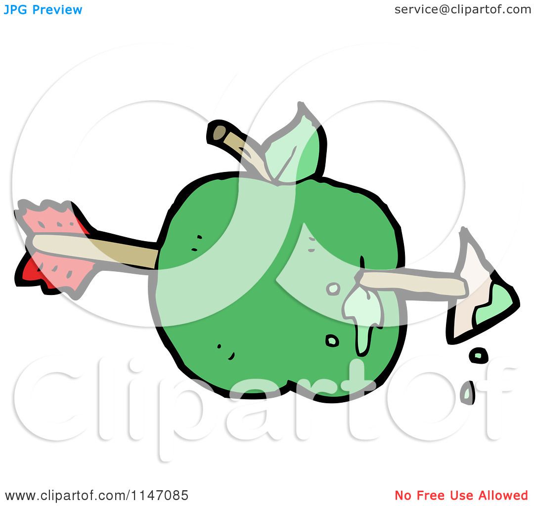 Cartoon of a Green Apple with an Arrow - Royalty Free ...