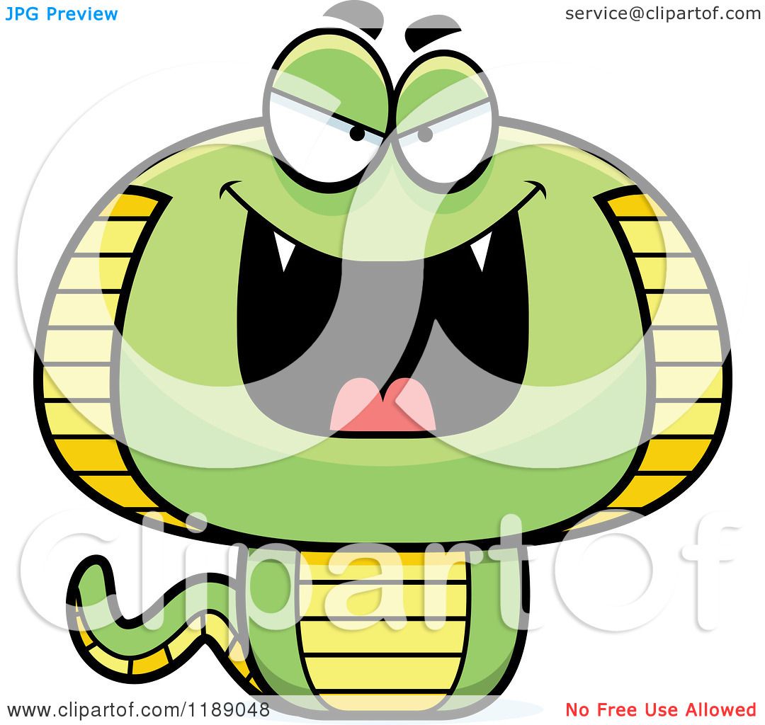 Cartoon of a Grinning Evil Cobra Snake Mascot - Royalty Free Vector Clipart  by Cory Thoman #1189048