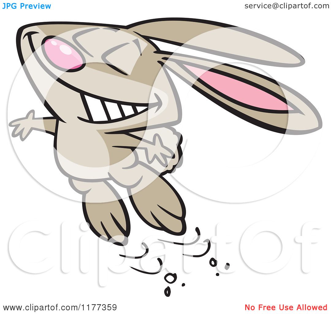 Cartoon of a Happy Bunny Jumping with Glee - Royalty Free Vector