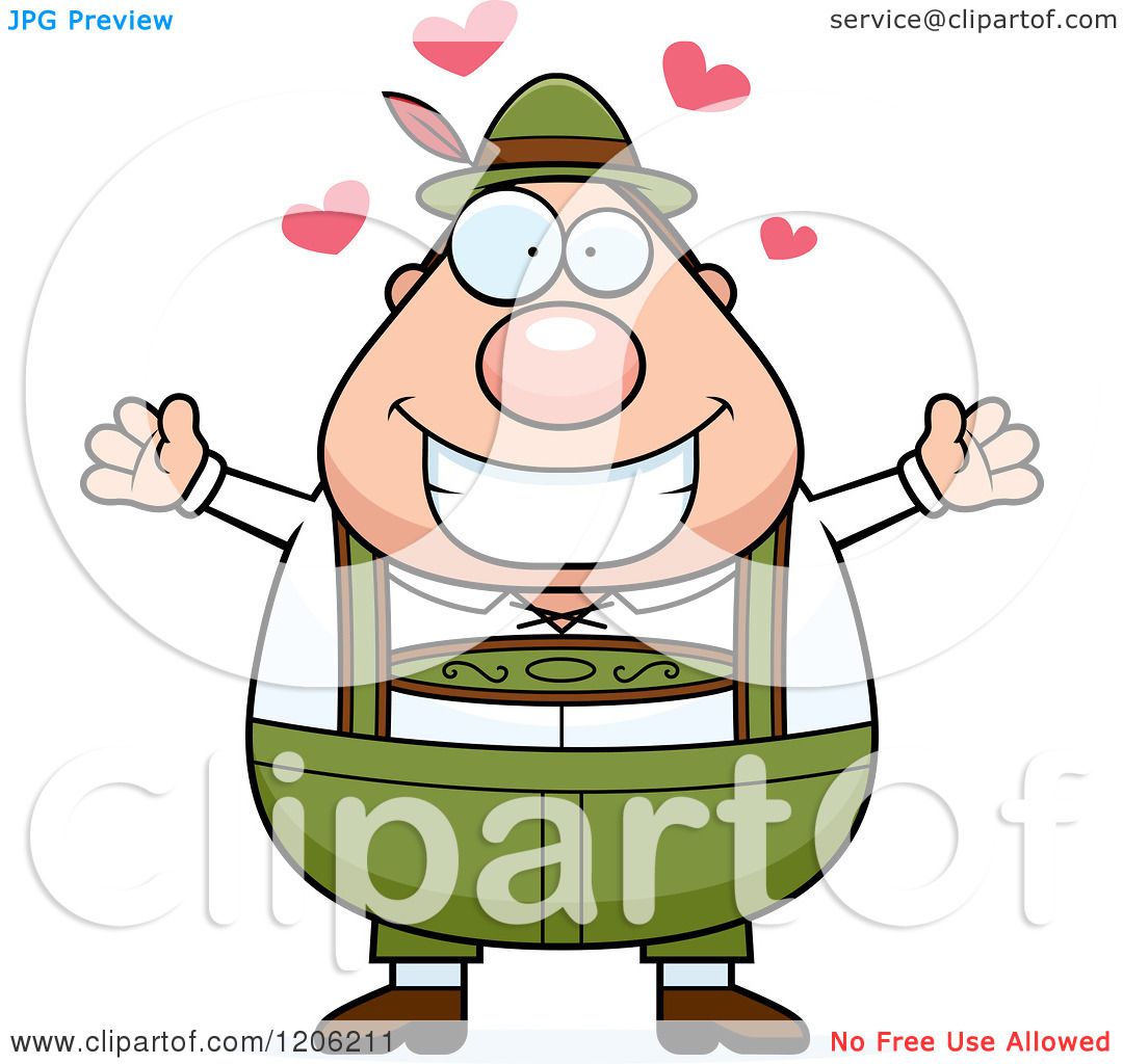 Cartoon Of A Happy Chubby Oktoberfest German Man Wanting A