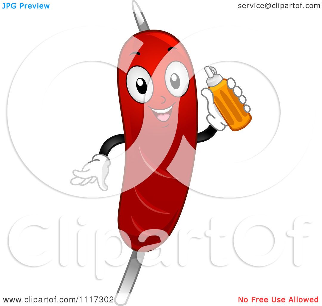 Download Cartoon Of A Happy Hot Dog Holding A Bottle Of Mustard ...