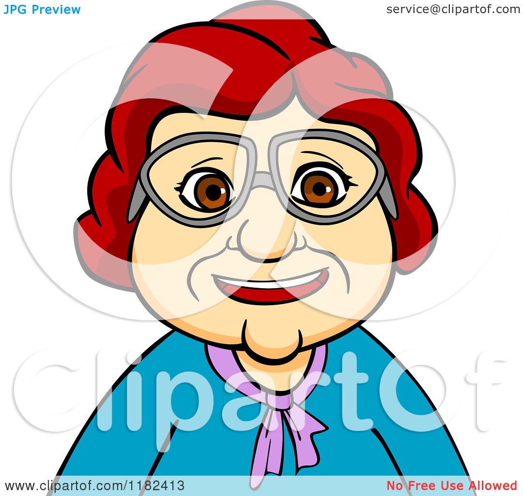 Cartoon of a Happy Red Haired Old Woman with Glasses - Royalty Free Vector  Clipart by Vector Tradition SM #1182413