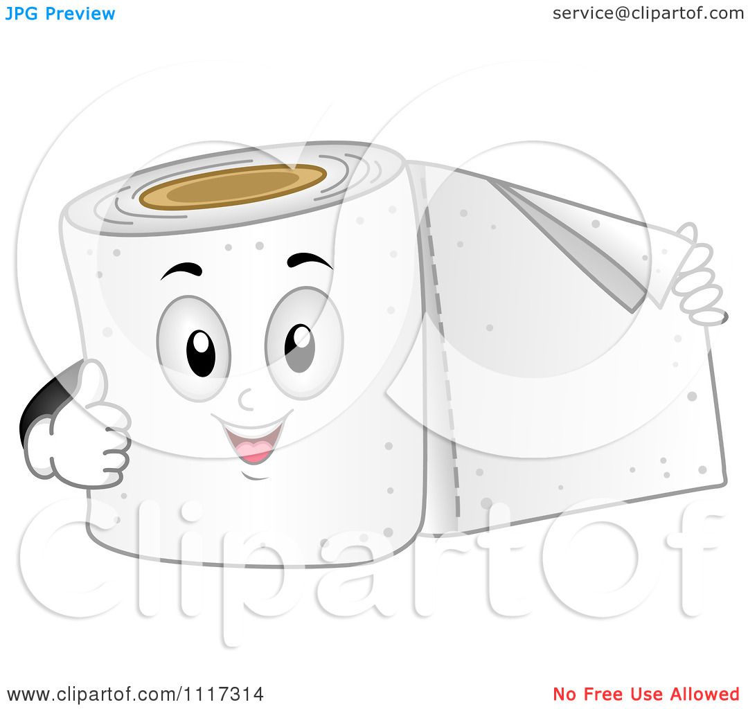 Cartoon Of A Happy Roll Of Toilet Paper Holding Out A Sheet And Giving ...