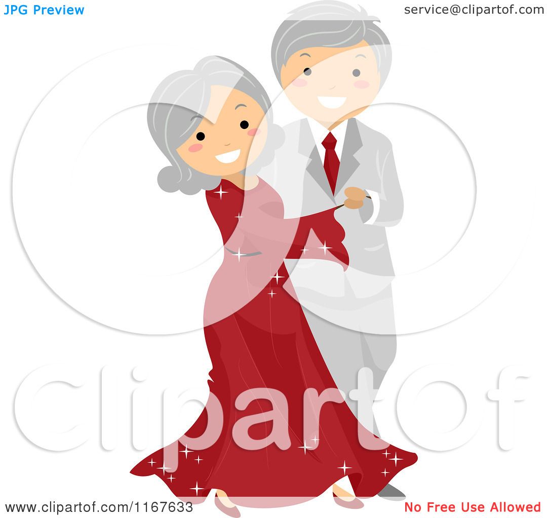 Cartoon Of A Happy Senior Couple Ballroom Dancing Royalty