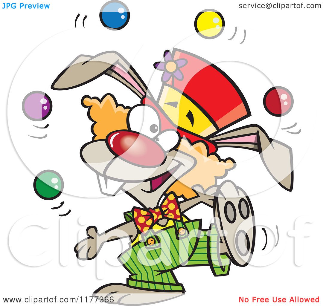 Cartoon of a Juggling Funny Bunny Clown - Royalty Free ...