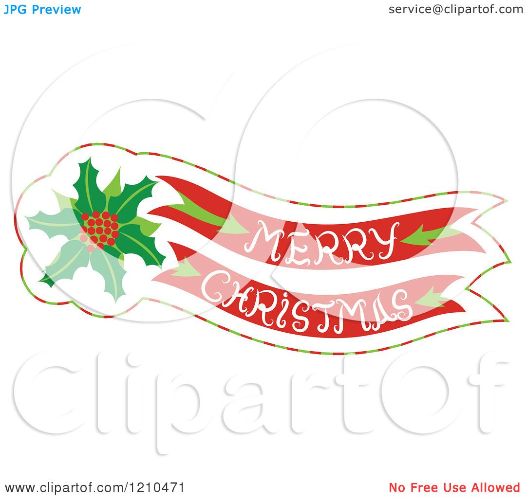 Cartoon of a Merry Christmas Banner with Holly - Royalty ...