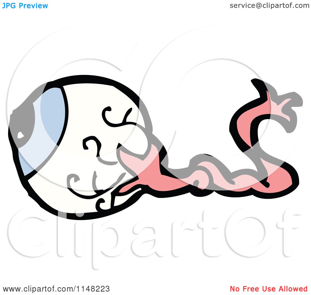 Cartoon of a Nerve and Eyeball - Royalty Free Vector Clipart by