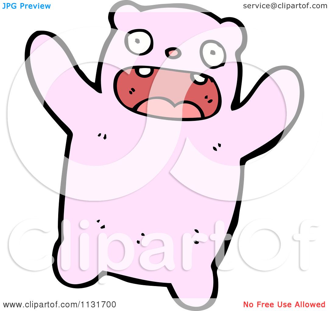 Cartoon Of A Pink Bear - Royalty Free Vector Clipart by lineartestpilot