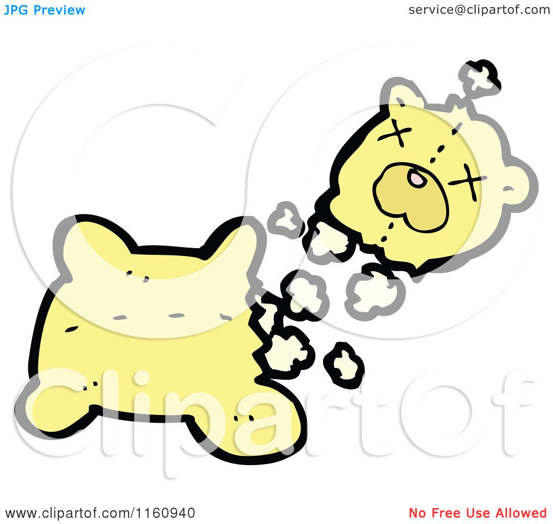 Cartoon of a Ripped Yellow Teddy Bear and Stuffing ...
