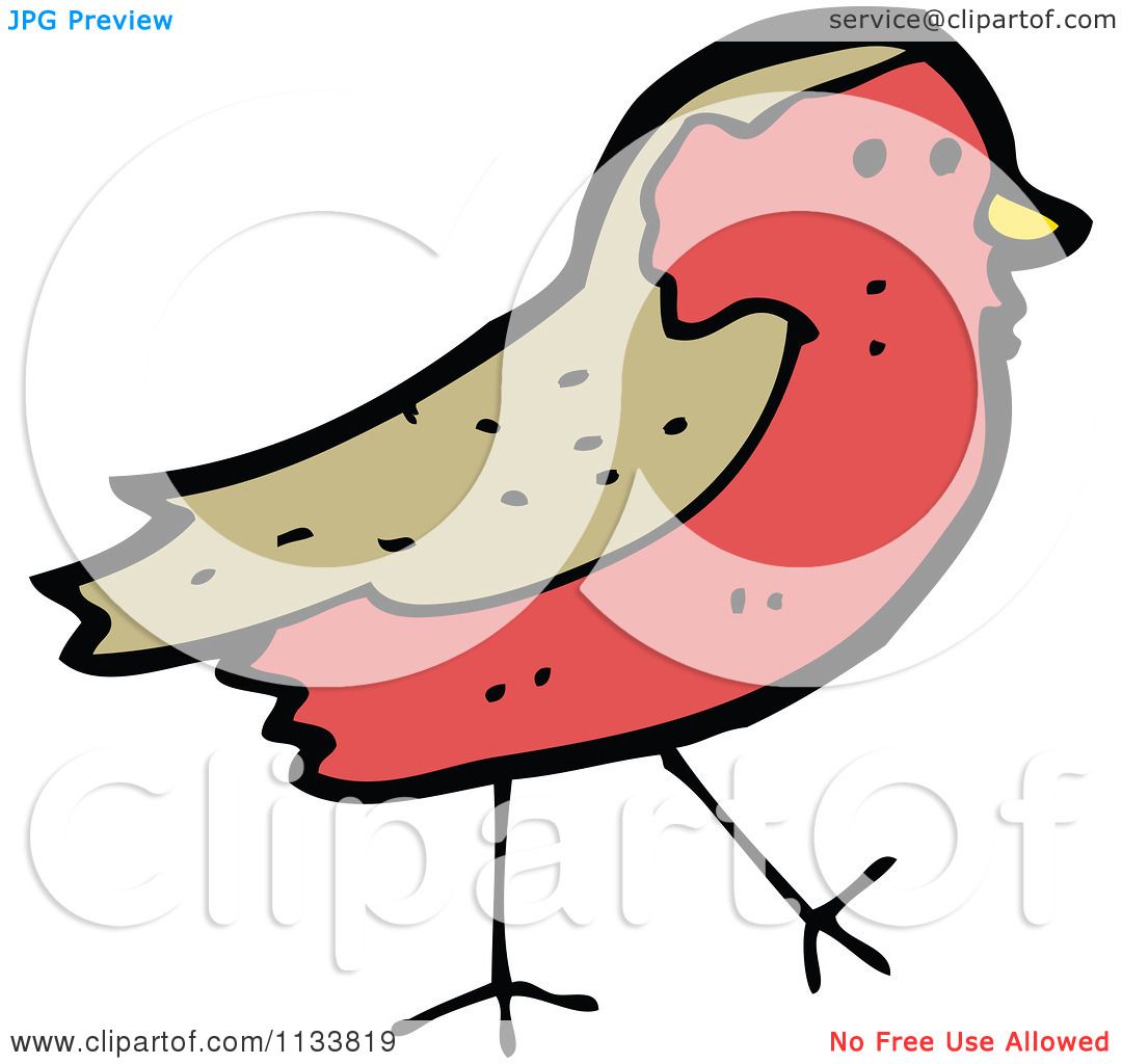 Cartoon Of A Robin Bird 2 - Royalty Free Vector Clipart by