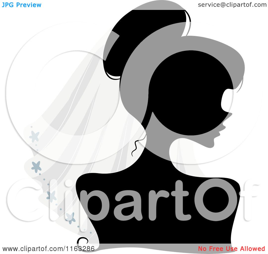 Download Cartoon of a Silhouetted Bride Woman Wearing a Veil ...