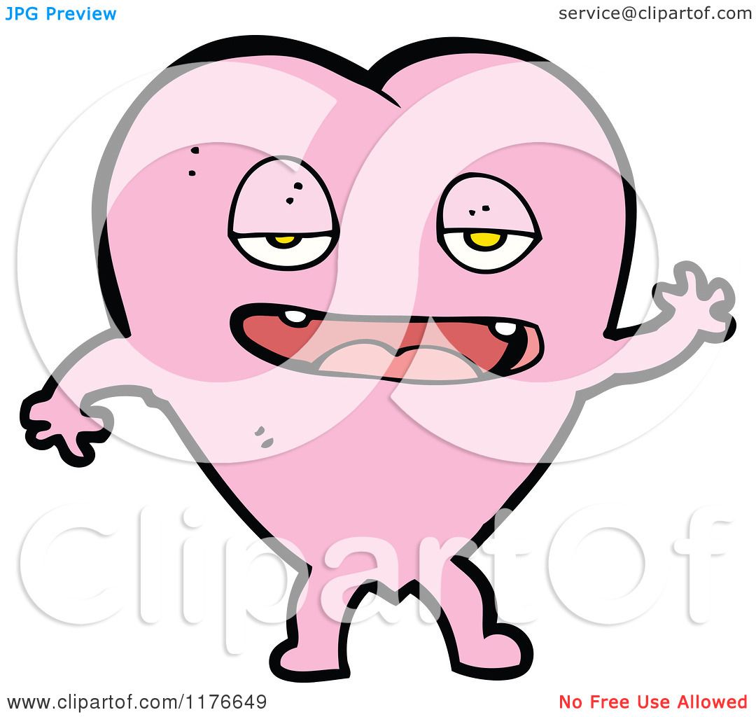 Cartoon of a Sleepy Pink Heart with Arms and Legs - Royalty Free Vector  Illustration by lineartestpilot #1176649
