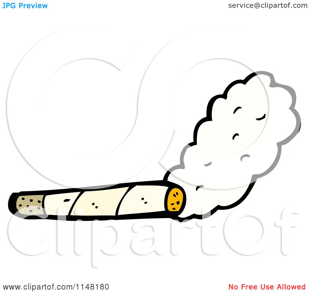 Cartoon of a Smoking Rolled Cigarette - Royalty Free Vector Clipart by ...