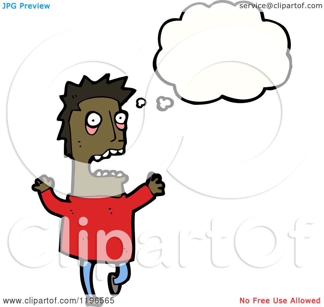 Cartoon Of A Stressed African American Man Thinking Royalty Free Vector Illustration By