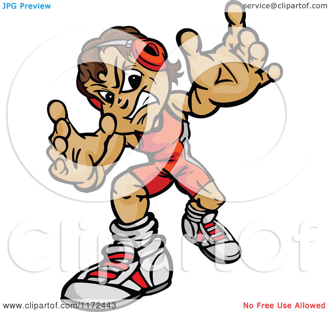 Cartoon of a Tough Wrestler Boy Reaching out - Royalty Free Vector ...