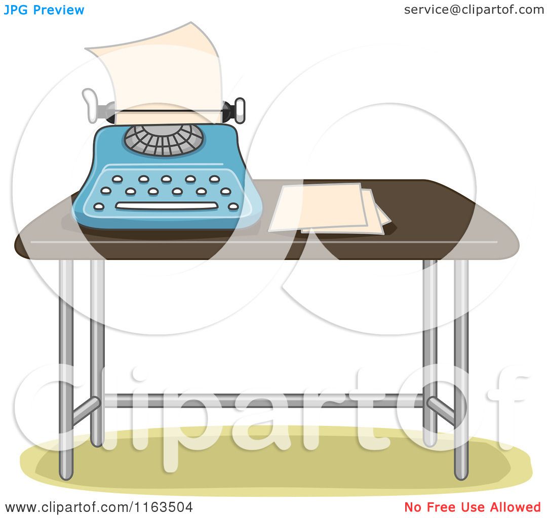 Cartoon of a Typewriter and Paper on a Table - Royalty Free Vector Clipart  by BNP Design Studio #1163504