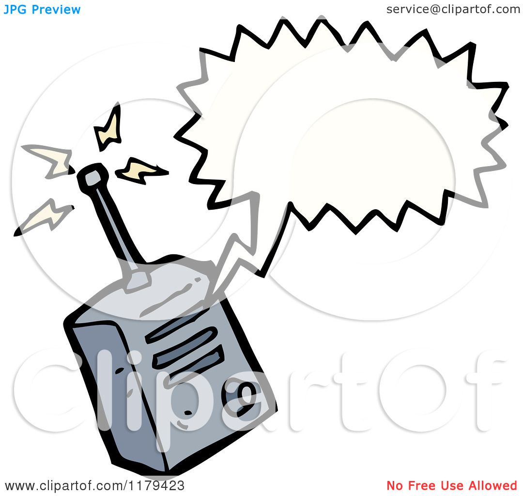 Cartoon of a Walkie Talkie with a Conversation Bubble - Royalty Free Vector  Illustration by lineartestpilot #1179423