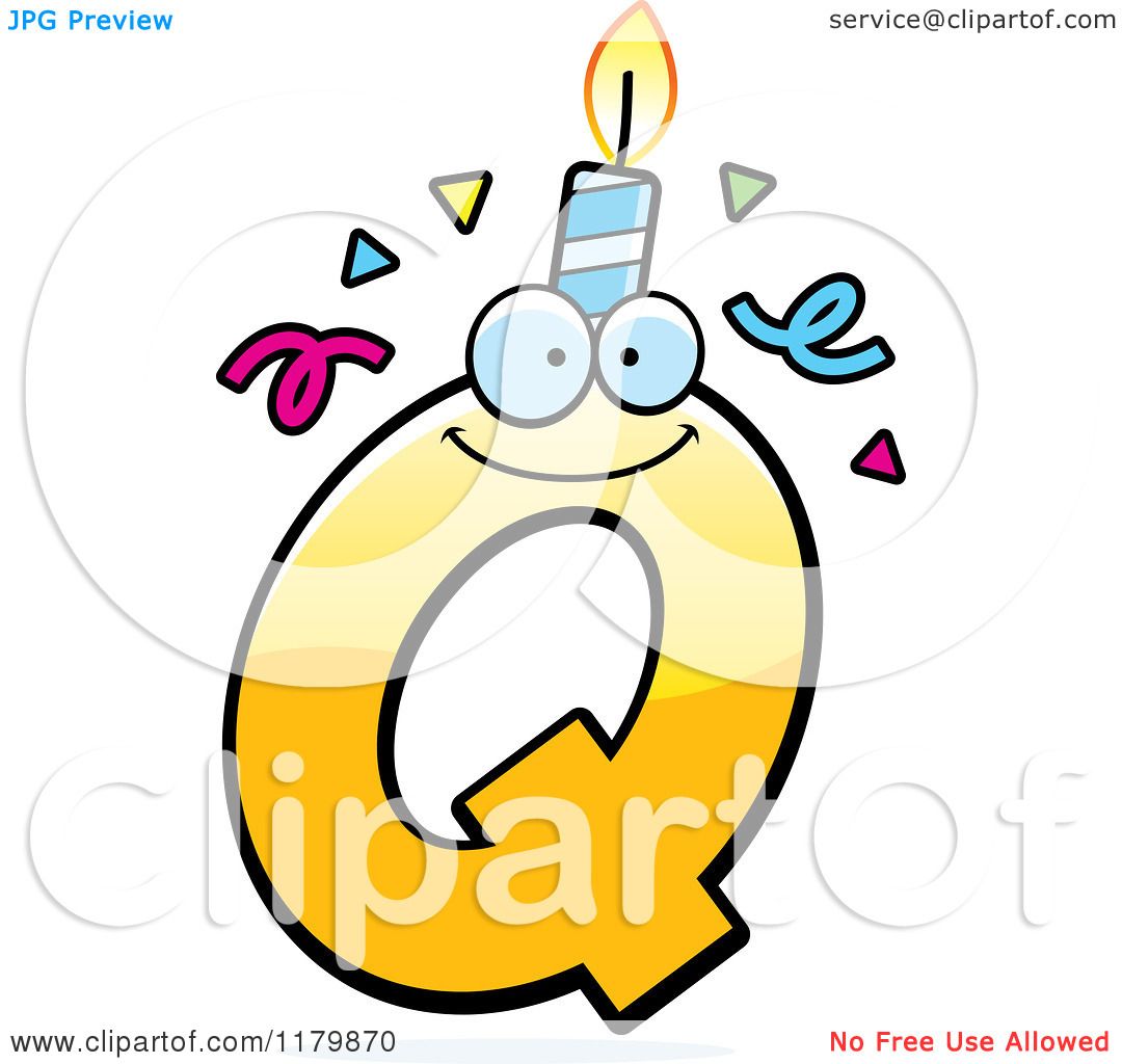 Cartoon of a Yellow Letter Q Birthday Candle Mascot - Royalty Free ...