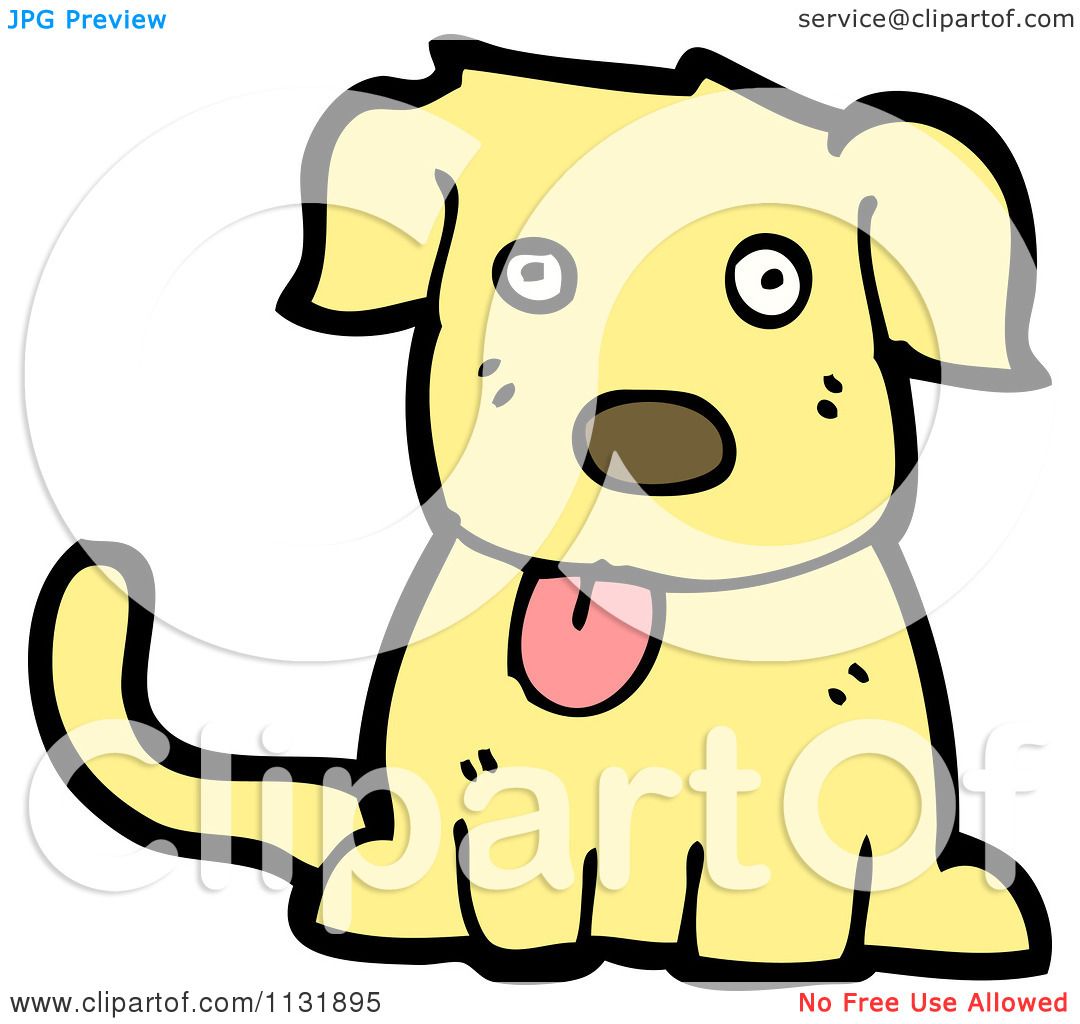 Cartoon Of A Yellow Pooch Dog Royalty Free Vector Clipart by