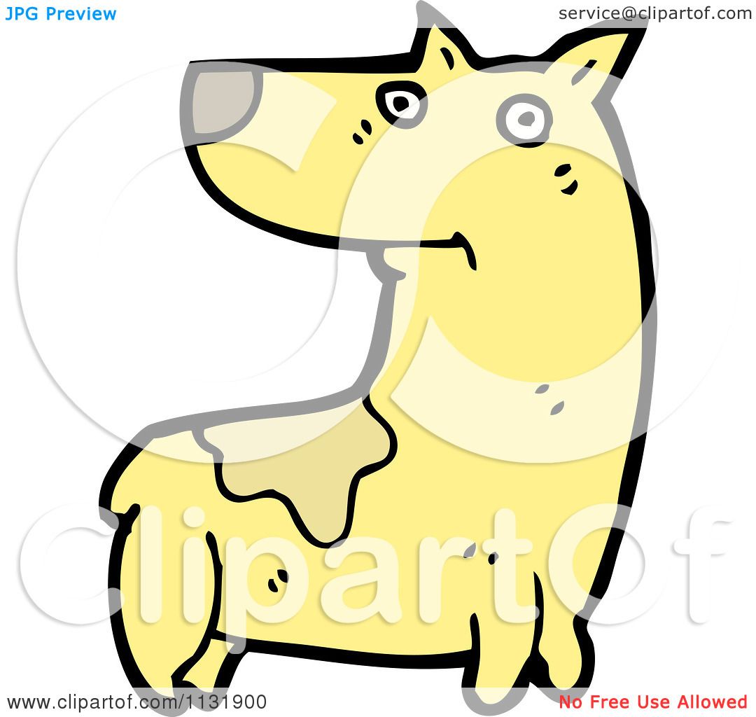 Cartoon Of A Yellow Pooch Dog Royalty Free Vector Clipart by