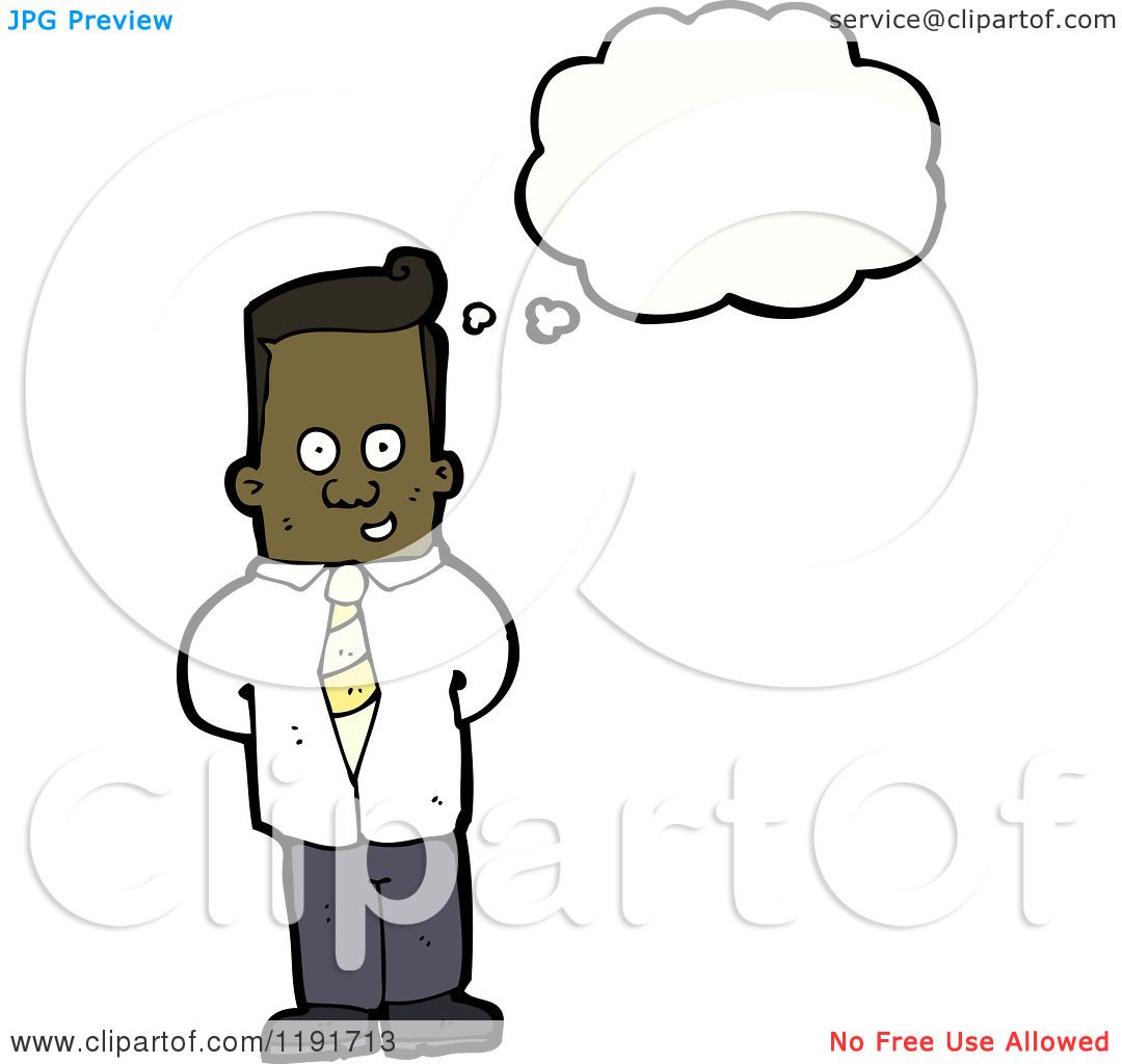 Cartoon Of An African American Man In A Suit Thinking Royalty Free Vector Illustration By