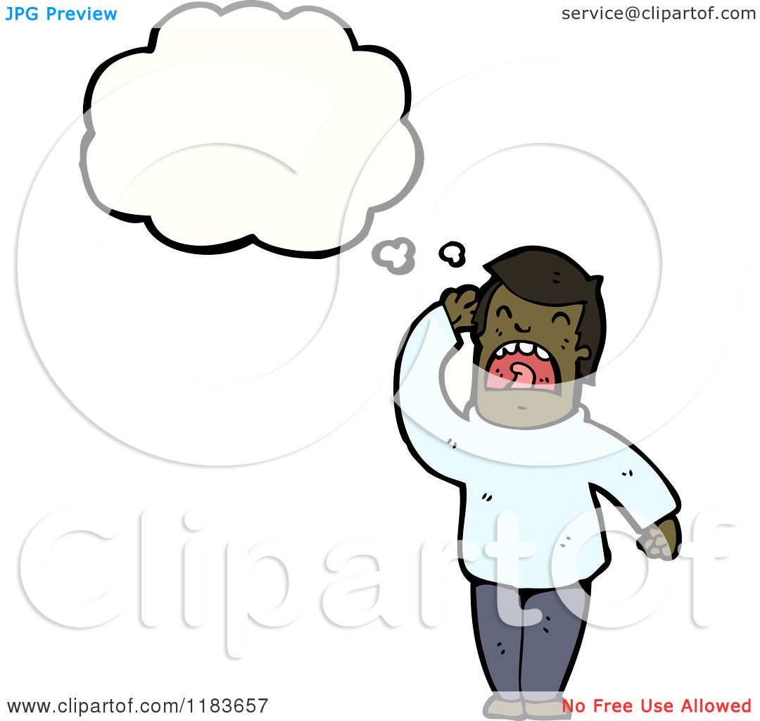 Cartoon Of An African American Man Thinking Royalty Free Vector Illustration By