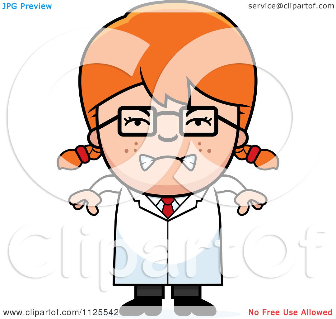 Cartoon Of An Angry Red Haired Scientist Girl - Royalty Free Vector Clipart  by Cory Thoman #1125542