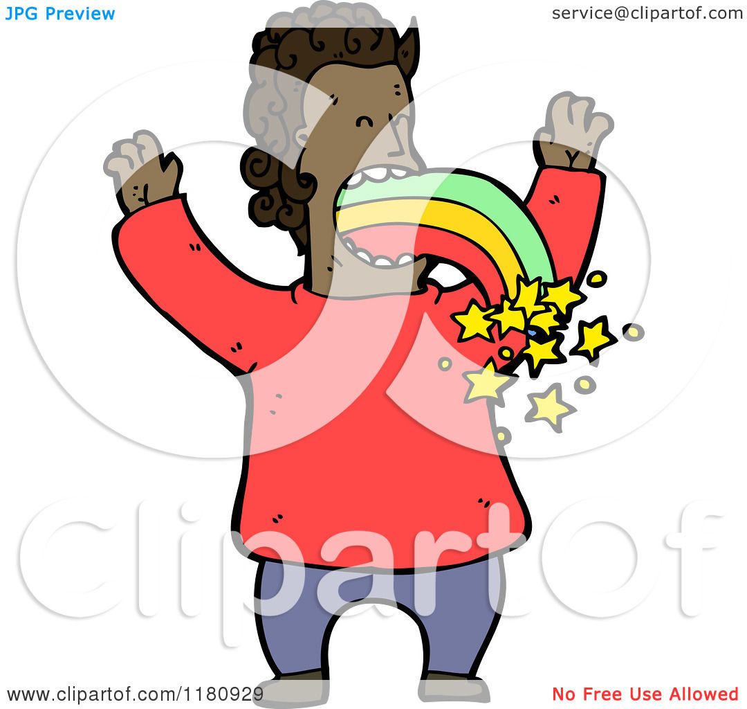 Cartoon of an Black Man Vomiting a Rainbow - Royalty Free Vector  Illustration by lineartestpilot #1180929