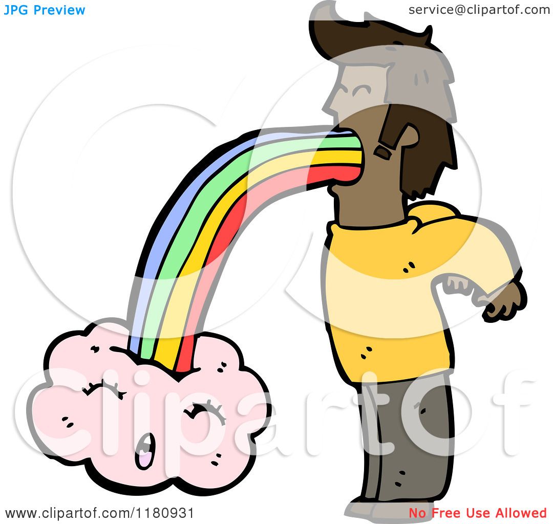 Cartoon of an Black Man Vomiting a Rainbow - Royalty Free Vector  Illustration by lineartestpilot #1180931