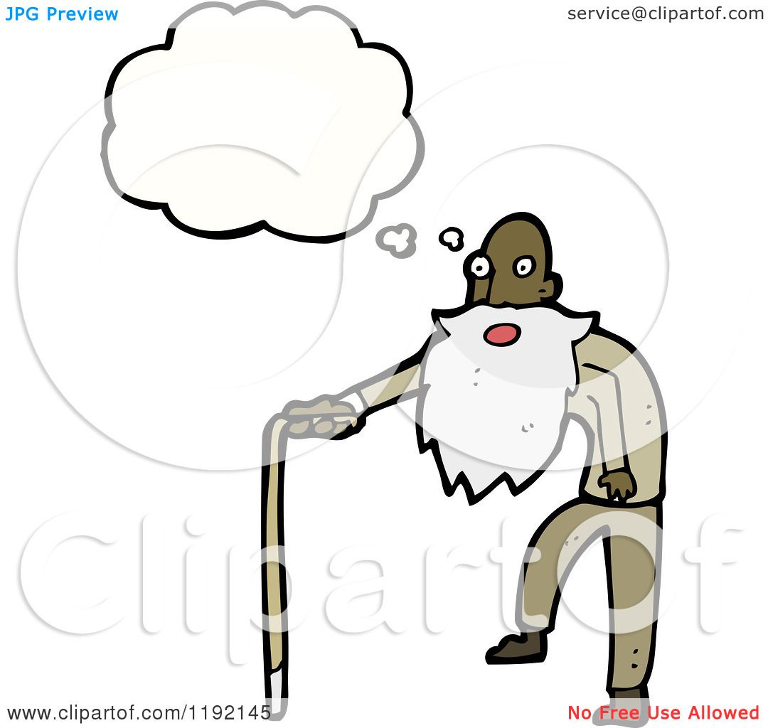 Cartoon Of An Elderly African American Man Thinking Royalty Free Vector Illustration By