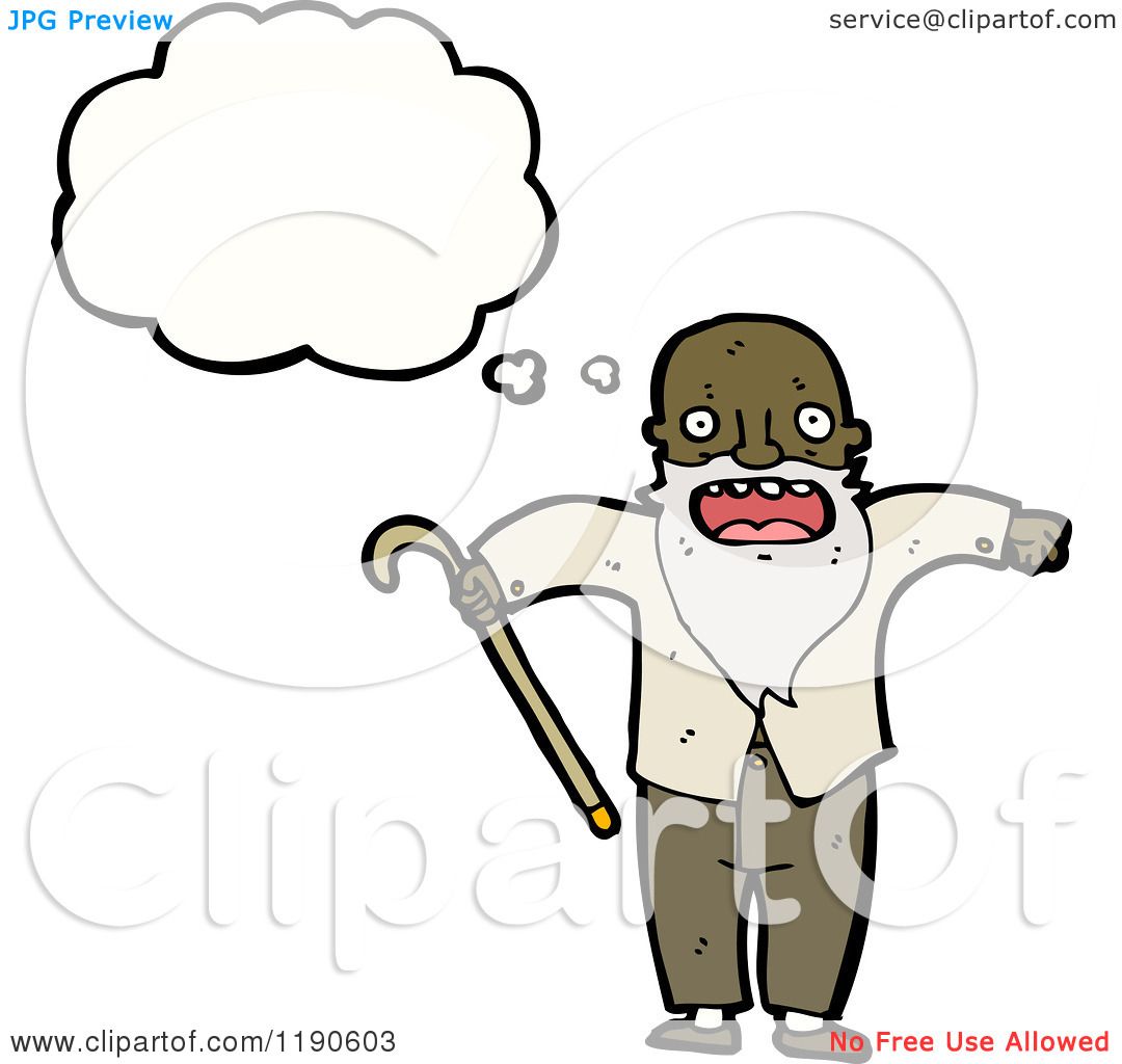 Cartoon Of An Old Black Man Thinking Royalty Free Vector Illustration By Lineartestpilot 1190603