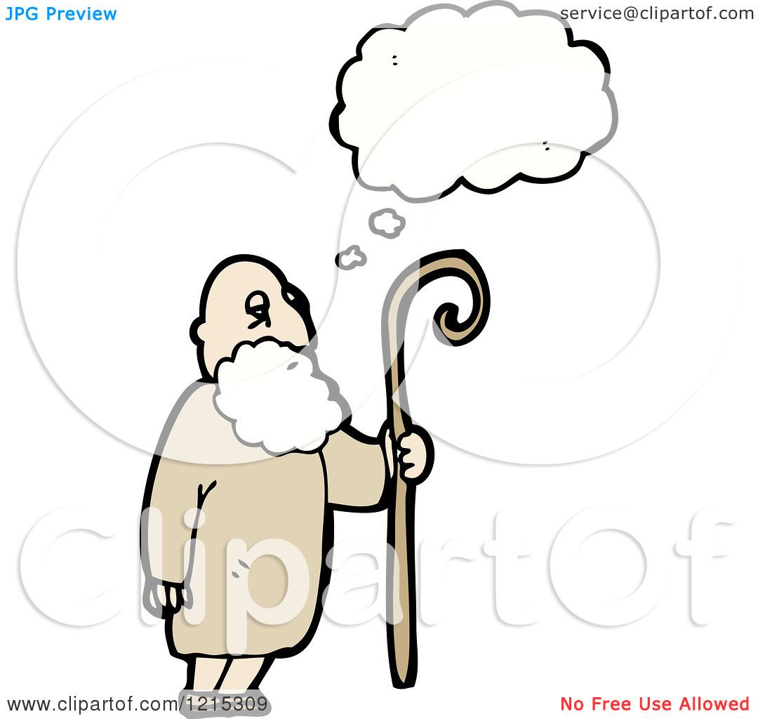 Cartoon Of An Old Man Thinking Royalty Free Vector Illustration By