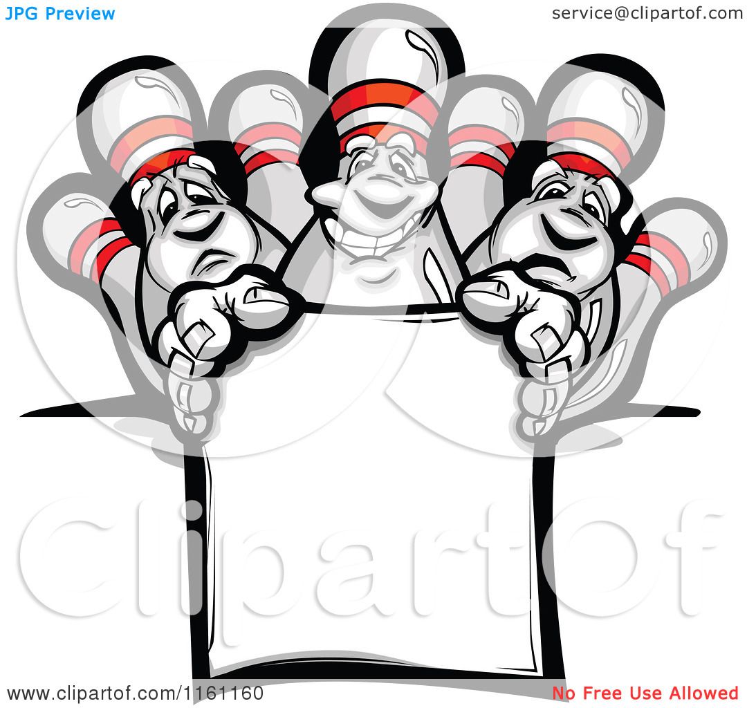 Cartoon Of Bowling Pins Over A Sign Royalty Free Vector Clipart By Chromaco 1161160