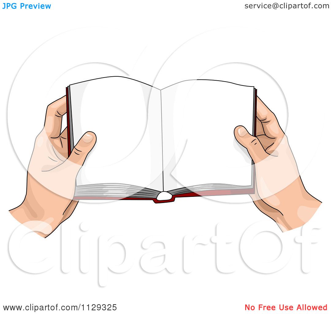 Cartoon Of Hands Holding An Open Book - Royalty Free Vector Clipart by BNP  Design Studio #1129325