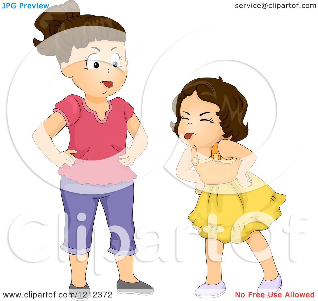 Cartoon of Sisters Fighting and Sticking Their Tongues out - Royalty Free  Vector Clipart by BNP Design Studio #1212372