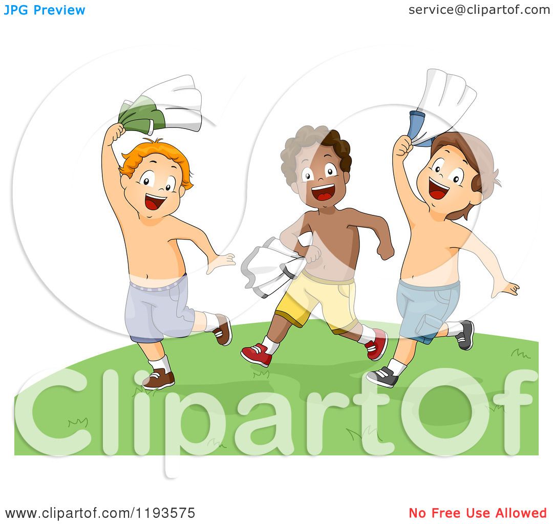 Cartoon of Summer Boys Running in a Field with Their Shirts off - Royalty  Free Vector Clipart by BNP Design Studio #1193575