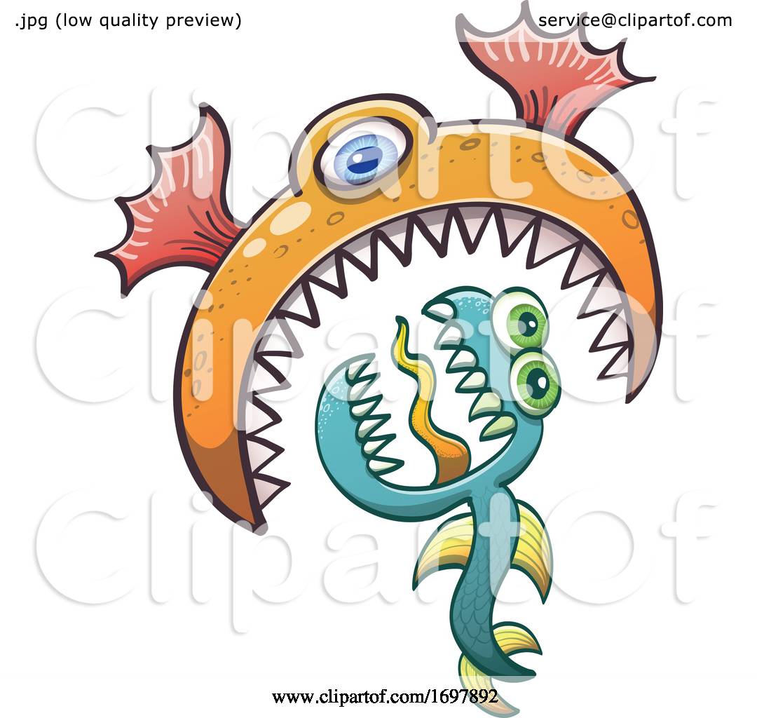 Cartoon One Eyed Sea Monster Eating Another Creature by Zooco #1697892