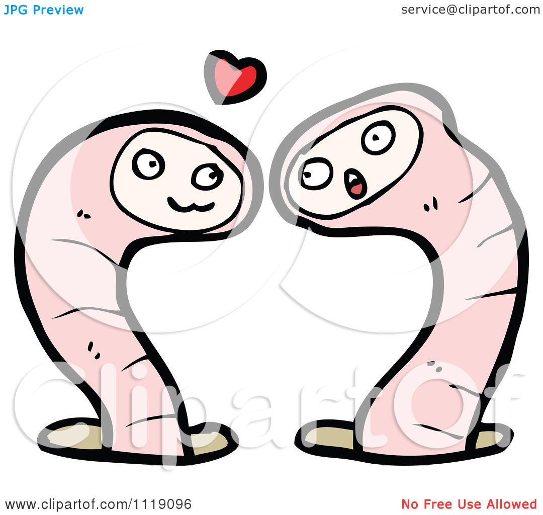 Cartoon Pink Earth Worm Pair In Love - Royalty Free Vector Clipart by  lineartestpilot #1119096