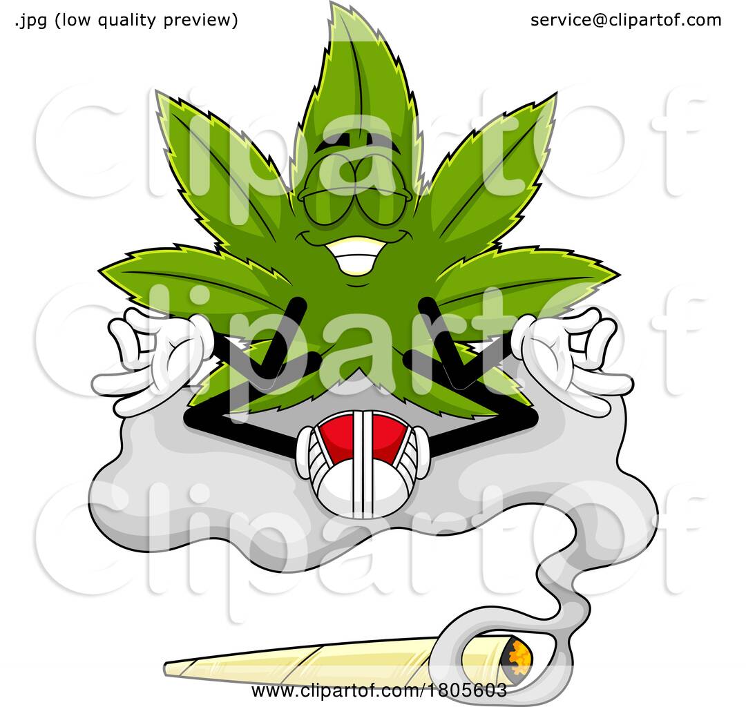 Cartoon Pot Leaf Mascot Floating on Smoke over a Doobie by Hit Toon ...