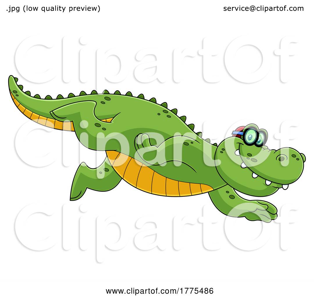Cartoon Swimming Crocodile by Hit Toon #1775486