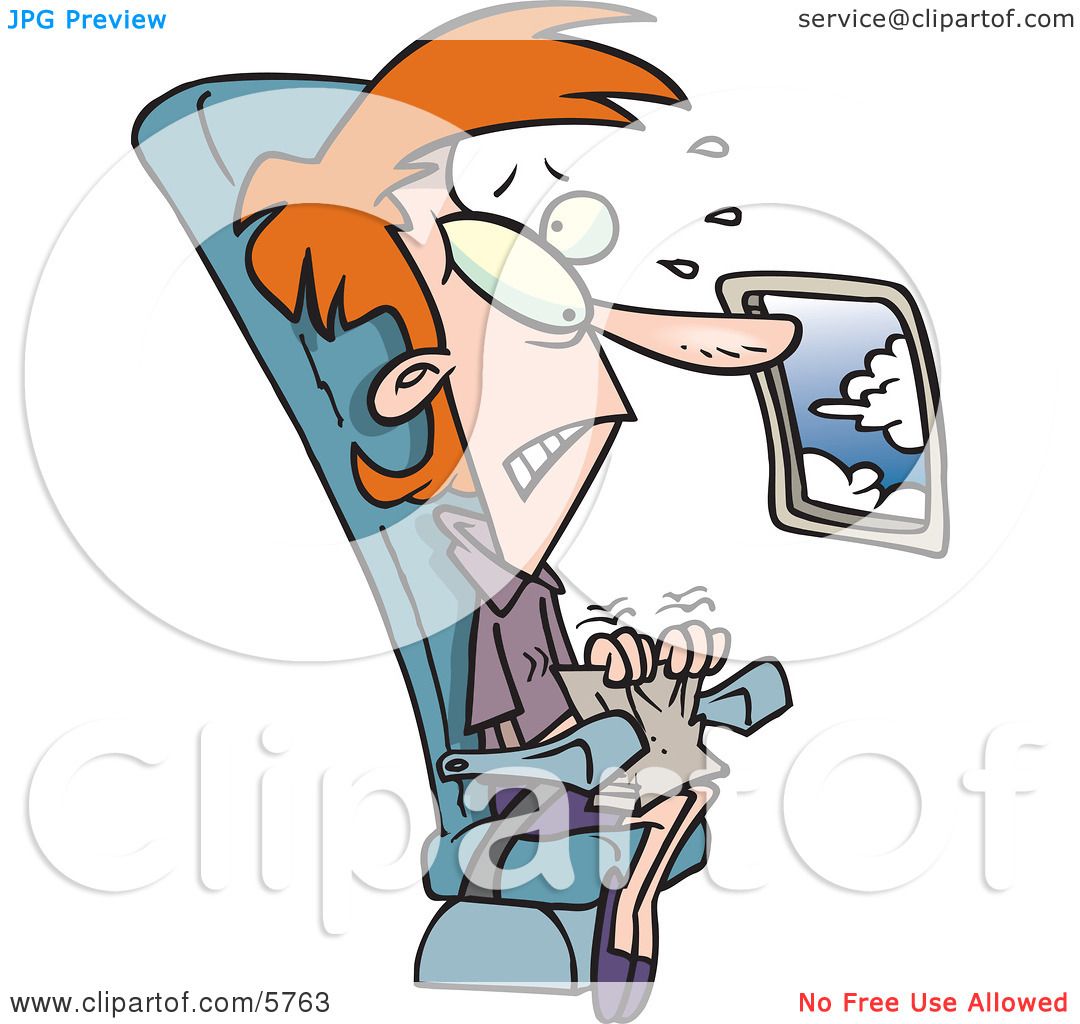 Caucasian Woman With a Fear of Flying on an Airplane Clipart ...