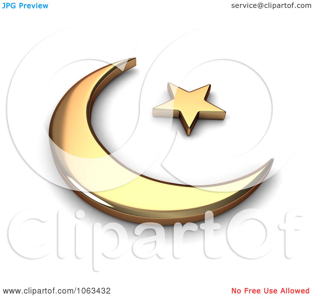 Clipart 3d Gold Islam Symbol - Royalty Free CGI Illustration by BNP