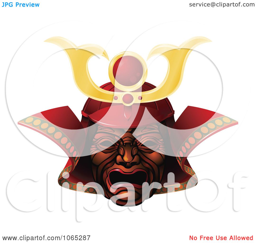 Clipart 3d Red Samurai Mask - Royalty Free Vector Illustration by AtStockIllustration #1065287