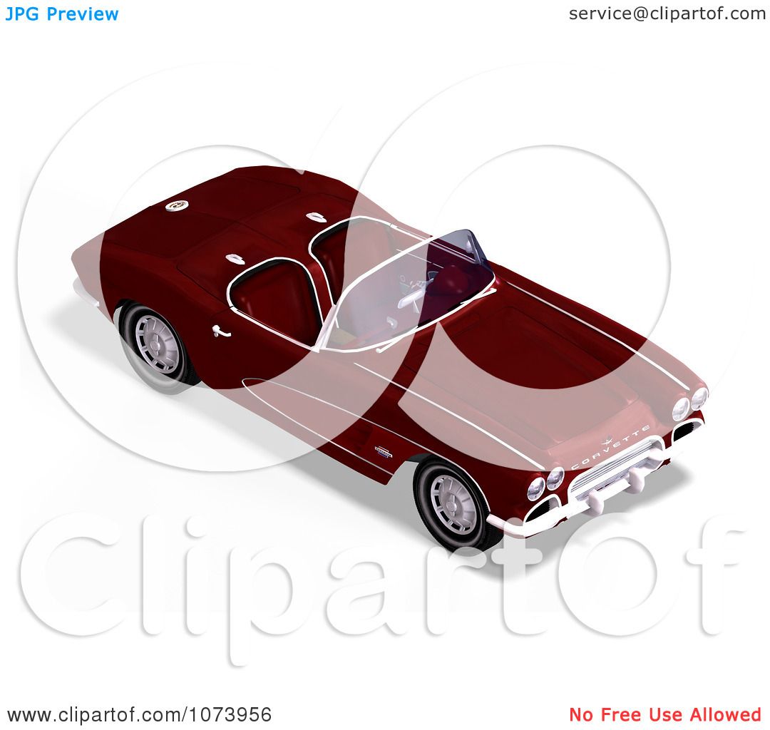 Clipart 3d Red Vintage Convertible Car - Royalty Free CGI Illustration
