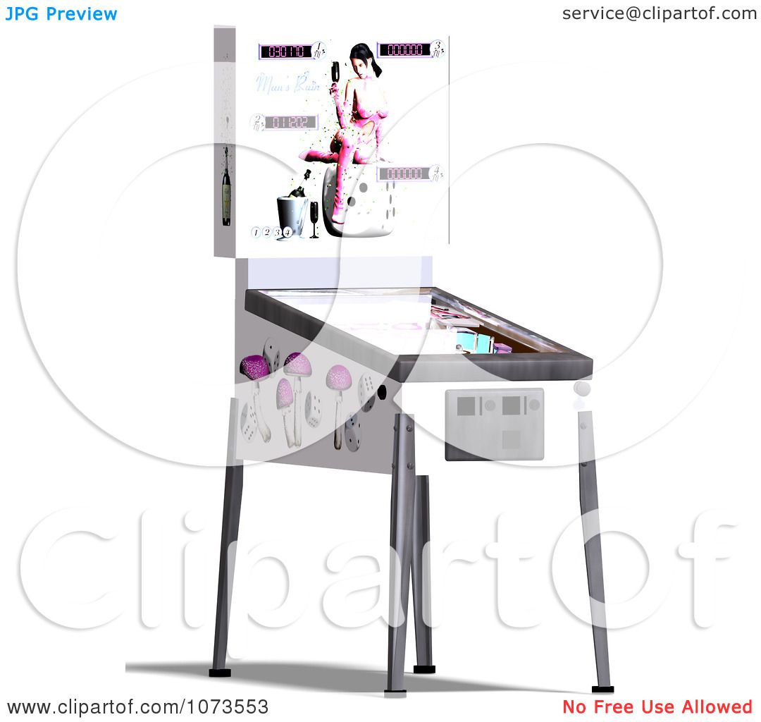 Clipart 3d White Pinball Arcade Game Machine 3 - Royalty Free CGI