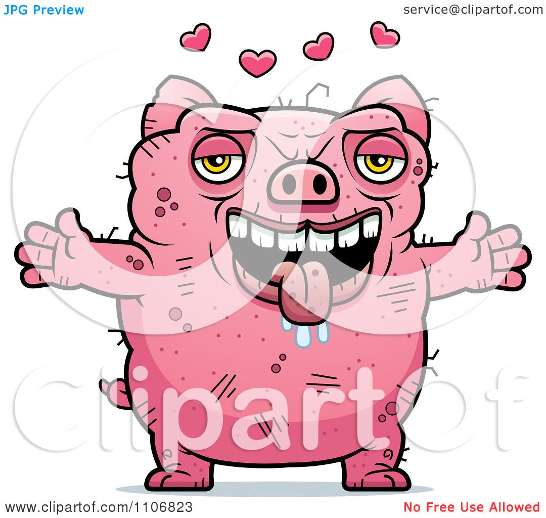 Clipart Amorous Ugly Pig - Royalty Free Vector Illustration by Cory Thoman  #1106823