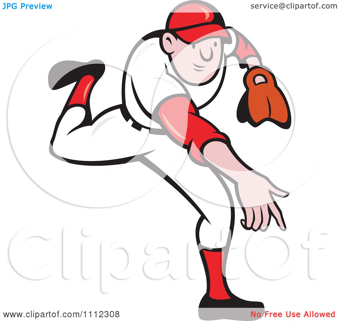 Clipart Baseball Player Pitcher Throwing - Royalty Free Vector