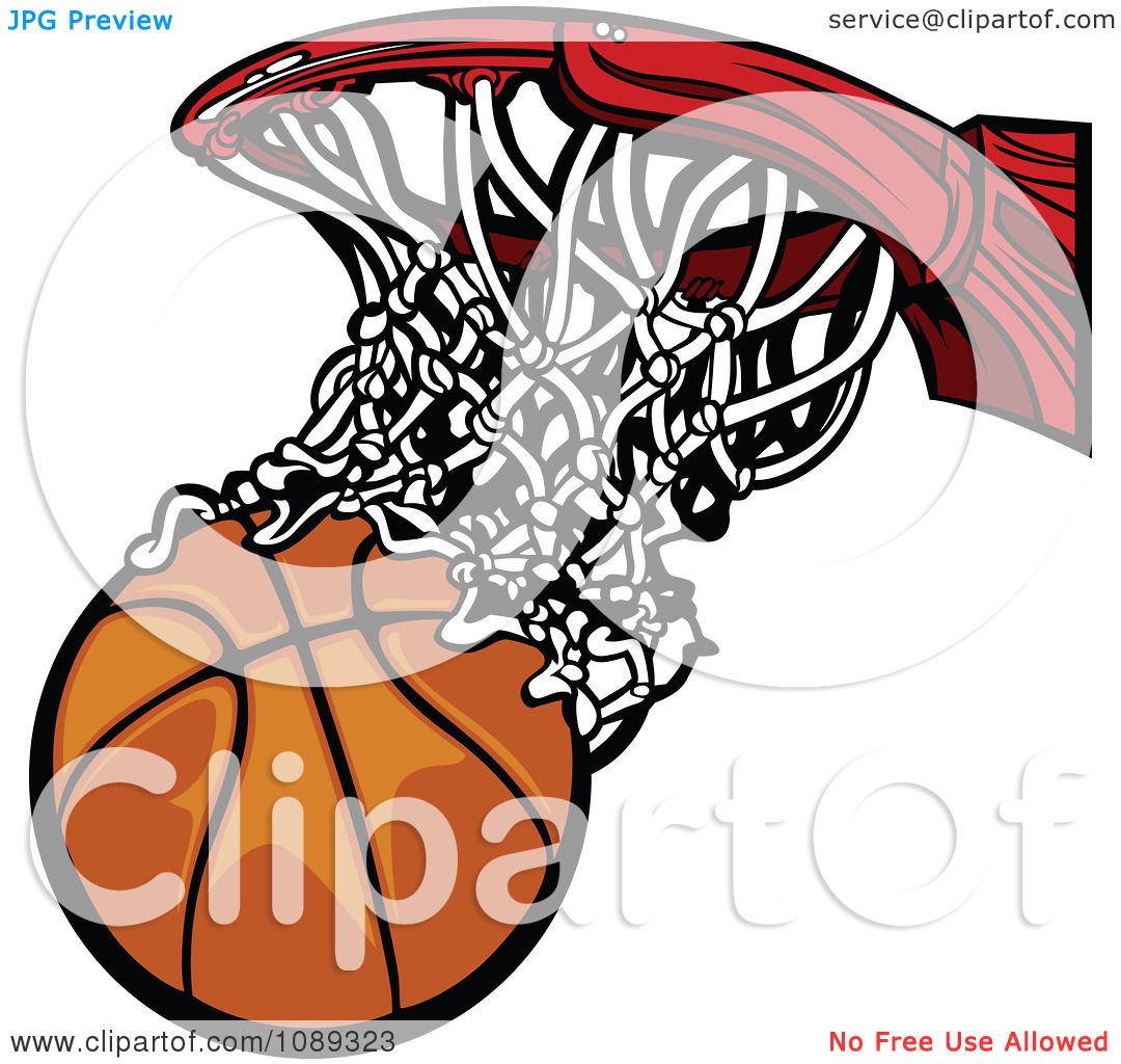 Clipart Basketball Falling Through A Net - Royalty Free Vector ...