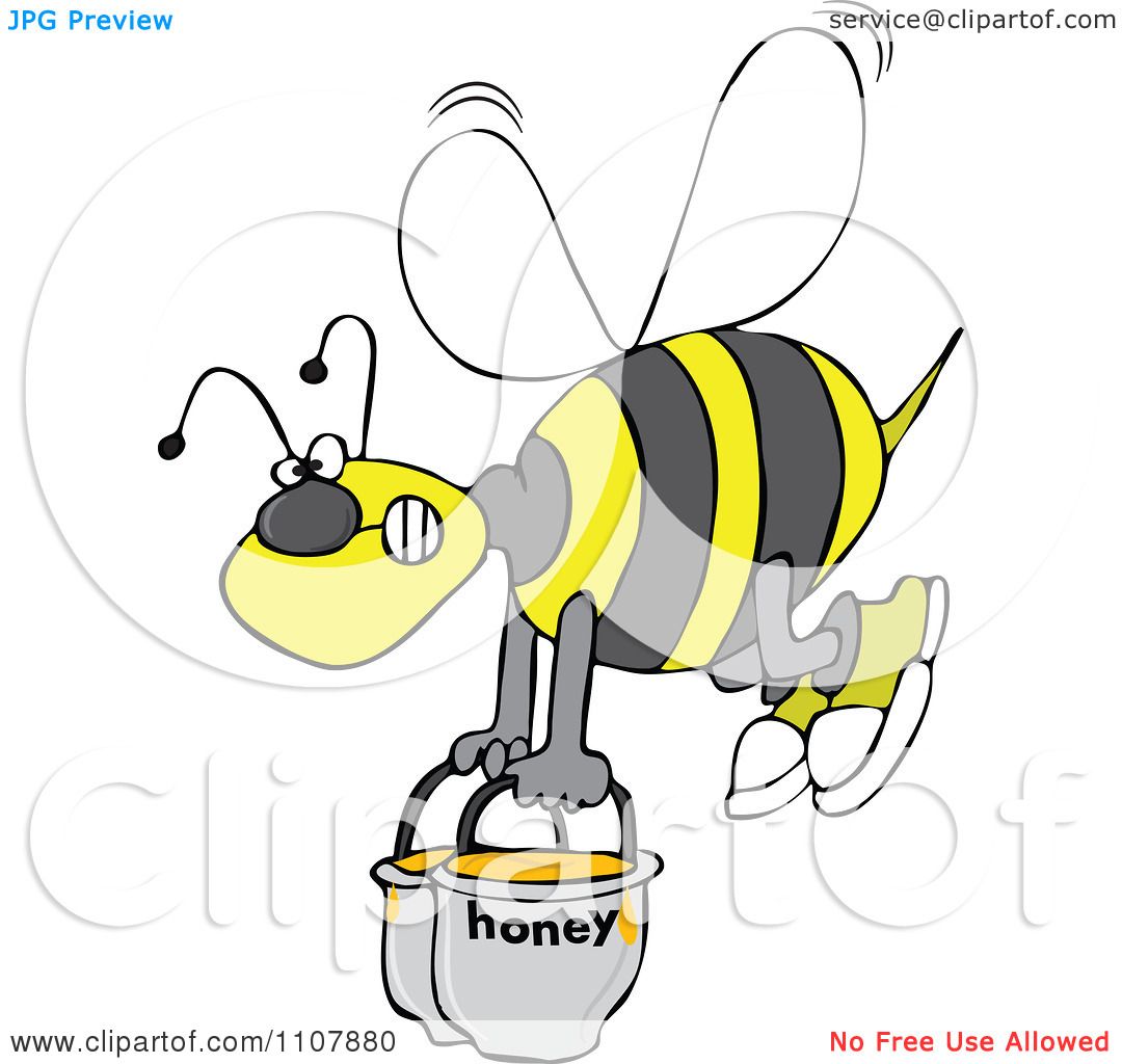 Download Clipart Bee Carrying Heavy Buckets Of Honey - Royalty Free ...