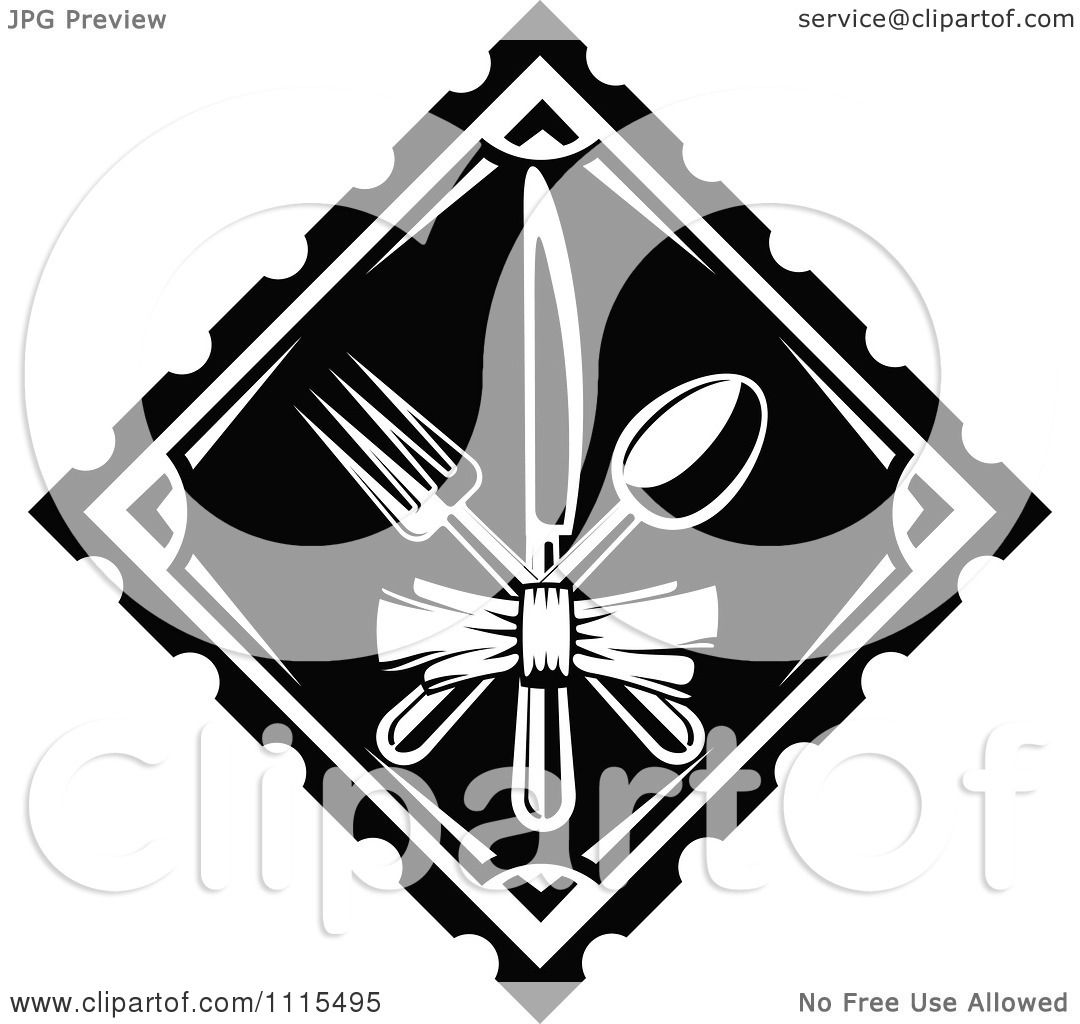 Clipart Black And White Dining And Restaurant Silverware Menu Logo 1